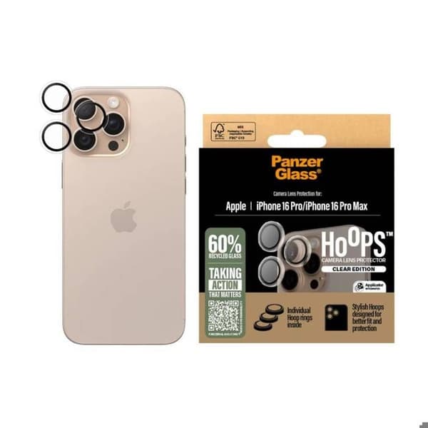 Beskyttelse af kameraobjektiv til iPhone 16 Pro/16 Pro Max, Panzer Glass