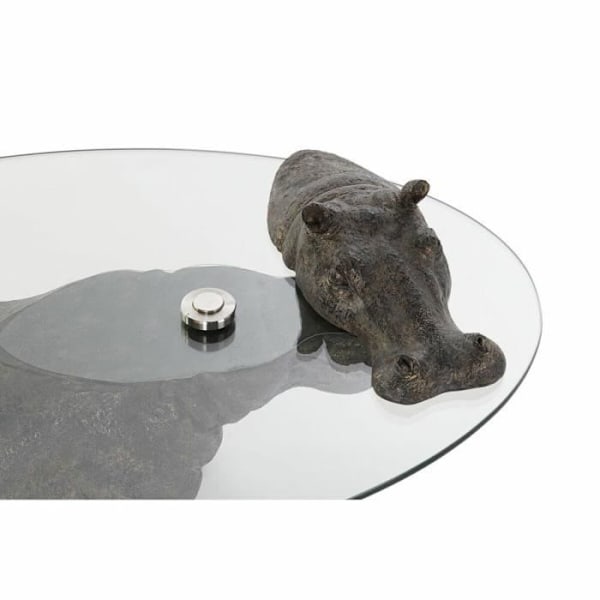 sidebord gennemsigtigt glas kobberharpiks koloniflodhest (80 x 50 x 37 cm)