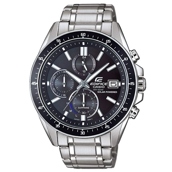 Klocka - CASIO - EDIFICE - Solenergi - Safirglas - Vattentät 10 Atm - Grå Svart silver