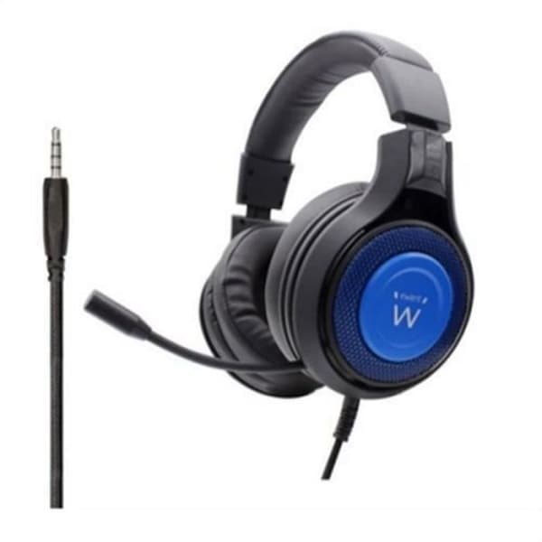 Audio Headset - Ewent - PL3322 - Wired - 3.5 mm Connector - Black/Blue Sort, blå