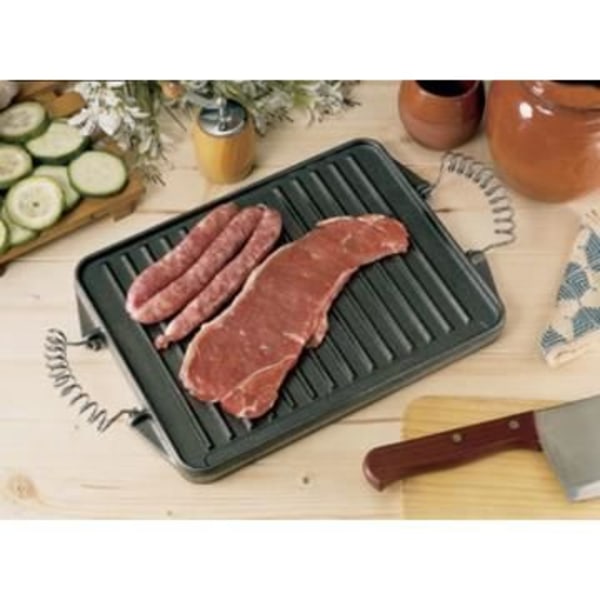Rektangulär gjutjärnsplancha - - 47 x 27 cm - för gaseldar eller grillglöd Grå