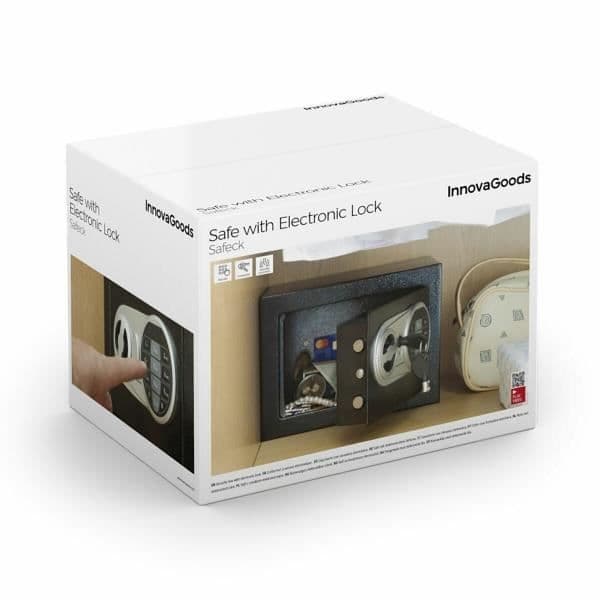 Pengeskab - InnovaGoods - Safeck - Elektronisk lås - ABS stål - Moderne design Sort