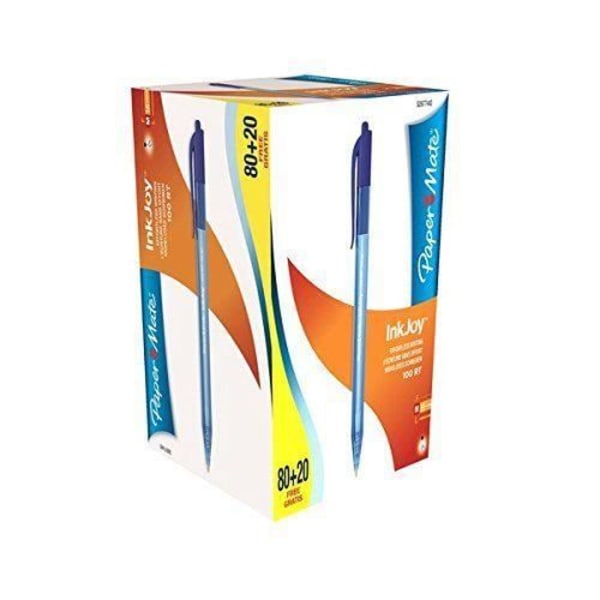 Paper Mate Inkjoy 100 pakke med 80 + 20 udtrækkelige kuglepenne, Medium Point, Sort
