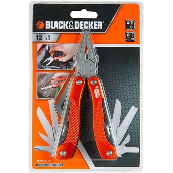 Sort + Decker Tang Multi-Tools 12 i 1 knive Meter Savskruetrækker