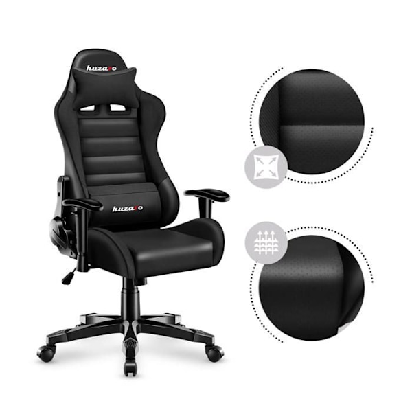 HUZARO Ranger 6.0 sort Gaming Stol Ergonomisk Justerbar Højde Vippende Lændestøtte sort
