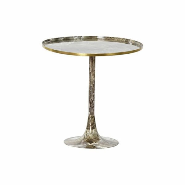 Sidebord i aluminium og brun marmor (51 x 51 x 51 cm) - Hvid