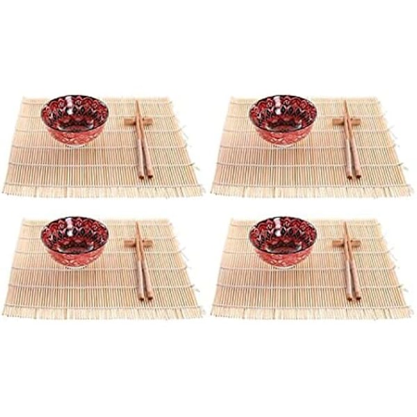 Sushiset - DKD Home Decor - Fuchsia - Bambu och stengods - Mått 33x64,5x32,5 cm - Rektangulär fuchsia