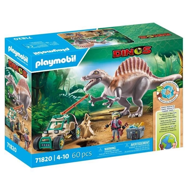 PLAYMOBIL 71820 Spinosaure, forsker og vippekran, Dinos, 60 deler, Fra 4 år Flerfärgad