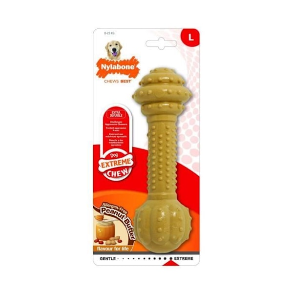 Bideleget - Nylabone - Barbell XL - Nylon - Stor hund - Tandpleje