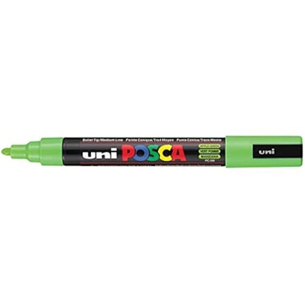 Uni PC-5M Marker - POSCA - Set med 6 delar - Grön - Opak - Fin Grön