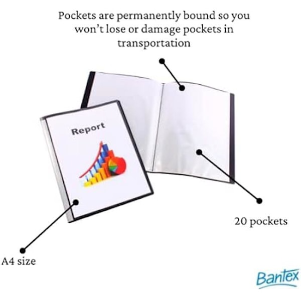 Dokumentfolder - LIDERPAPEL - 923044 - 20 fasta fickor - A4 210 x 297 mm - Blandade färger Blandade färger