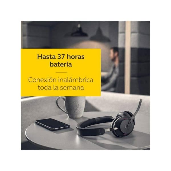 Jabra Evolve2 65 Trådløs PC Headset Lyd Headset Med Støjreduktion Microsoft Teams Certificeret med Langtidsholdbar Batteri Bluetooth Adapter