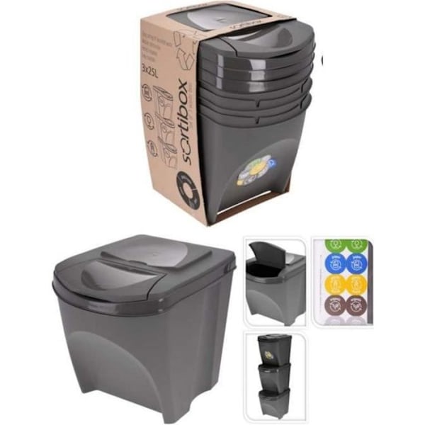 Beholder til selektiv sortering 3 x 25 L