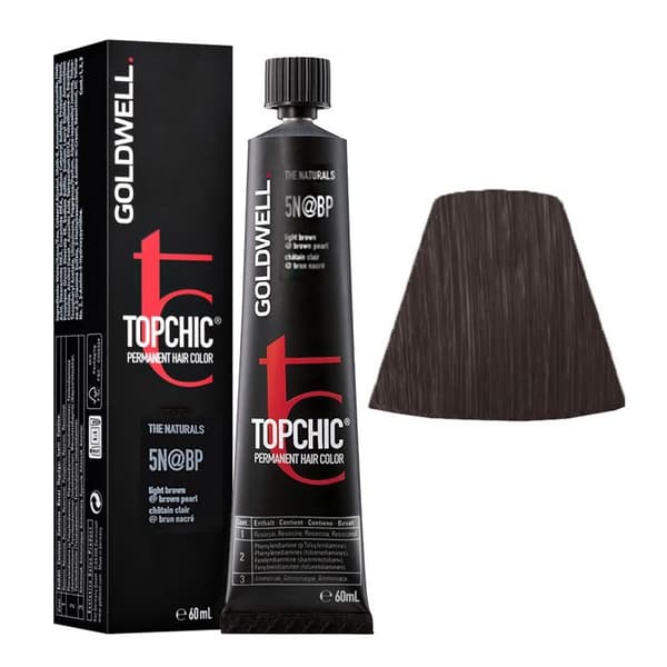 Permanent Farvning - GOLDWELL - Topchic 5N@BP - Lys Brun - 60ml - 100% Grå Dækning Lysebrun @ Brun Perle