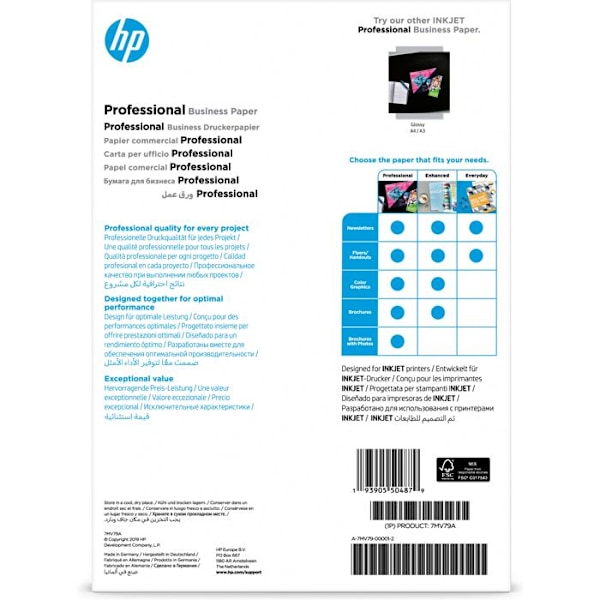 Papir - HP - Prof Matte IJ A4 - 180g - 150sh - FSC - Sort