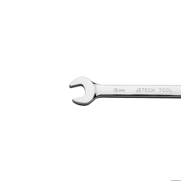 Kombinationsnøgle med kliksystem - Jetech - 15mm - Cr-V stål - Poleret kromfinish - 12 punkter