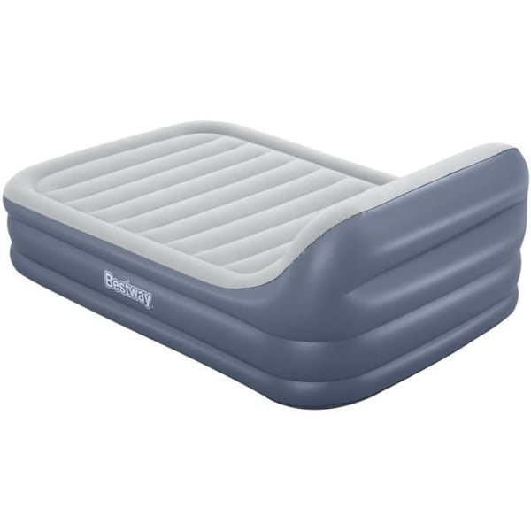 Oppustelig seng - BESTWAY - 67923 - Tritech™ SleekFlow™ - 2 personer, 226 x 152 x 84 cm, hovedgærde, indbygget pumpe blå/grå