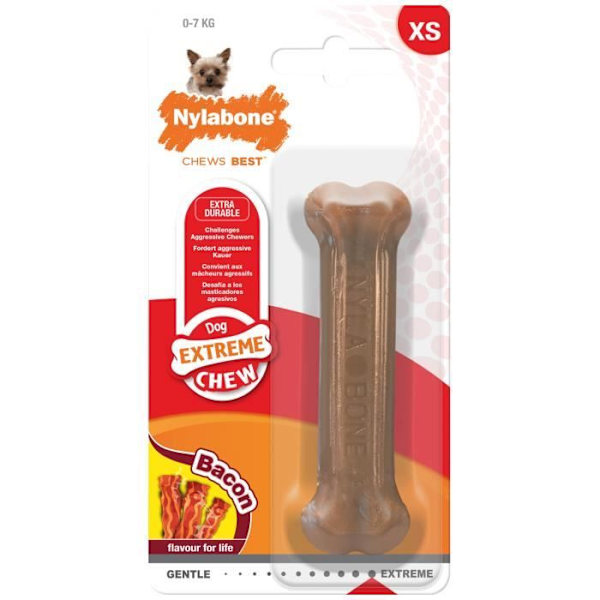 Bittångel - Nylabone - Dura Chew Bacon - XS - Brun - Plastik