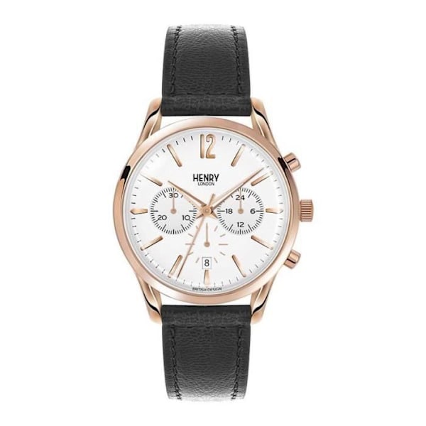 Klocka - Henry London - Richmond HL39-CS-0036 - Kvarts - Vellum läder - 39 mm vattentät 30m Svart, vit, guld