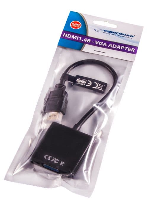 Ewent EW9864 HDMI - VGA HDMI-videomuunnin musta