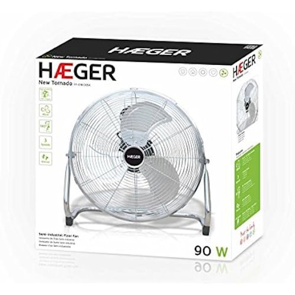 HAEGER Ny Tornado industriel piedestal ventilator - 3 hastigheder - 90W - 45cm