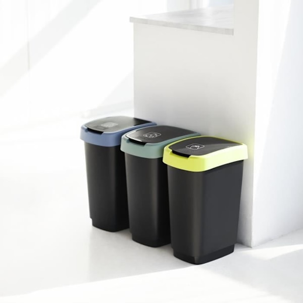 Sorteringsaffaldscontainer Swing Rotho Twist 50L sort/mørkeblå svart/mörkblå