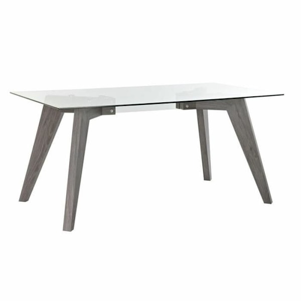 ruokapöytä läpinäkyvä harmaa lasi mdf puu (160 x 90 x 75 cm)