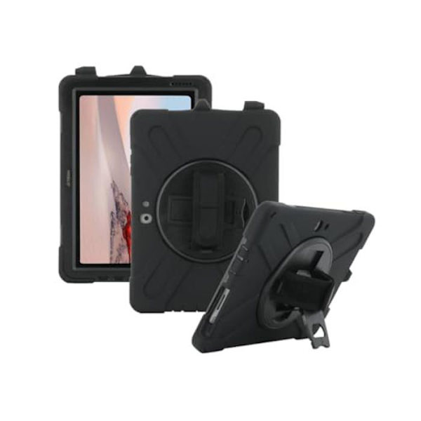 Forstærket Cover - MOBILIS - Microsoft Surface Go - Stødabsorberende - Rotérbart Stativ - Justerbar Stropp Sort