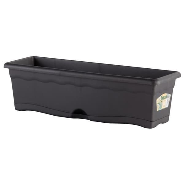 PLASTIKEN Rektangulär kruka - 60 X 20 cm med bricka - Antracit Antracit