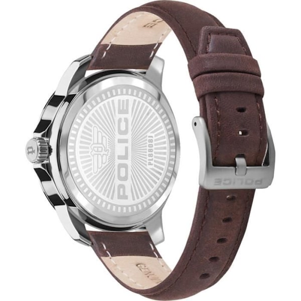 Montre Quartz Homme - POLICE - Mensor PEWJA2207803 - Ruostumaton teräs - Sininen näyttö - Ruskea nahkahihna Brun
