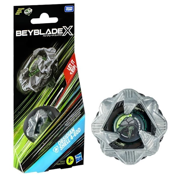 Beyblade X Pack Obsidian Shell 4-60D, ægte Takara Tomy kamp-top af forsvarstype, Fra 8 år Flerfärgad