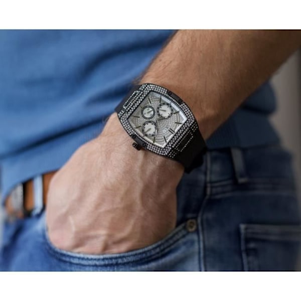 Klocka - GUESS - GW0048G1 - Läder - Svart - Herr Svart