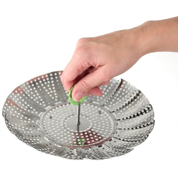 Ångkokare - Fackelmann - 42489 - Fällbar rostfri - 14 till 24 cm - Ångkokning Grå