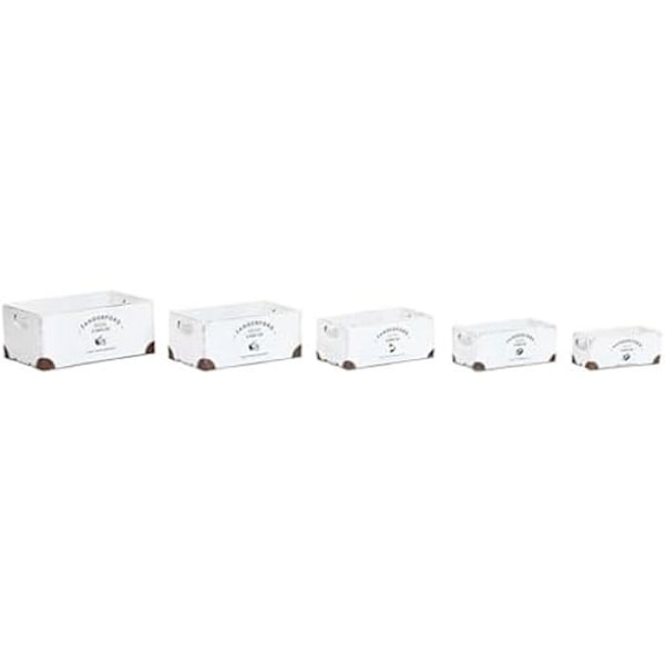Dekorativa lådor - HOME ESPRIT - Sanderford - White Gran Wood - Flerfärgad - 35 x 22 x 15 cm Flerfärgad