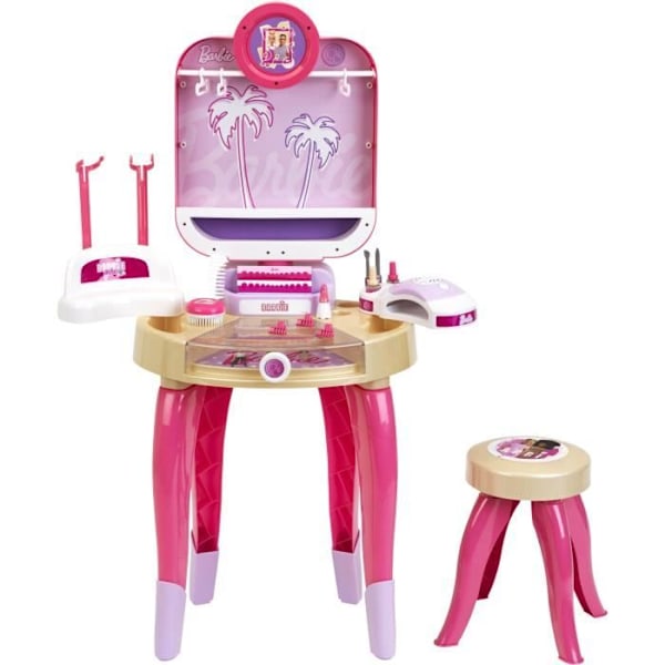 Skønhedslege - KLEIN - Barbie skønhedscenter "Happy Vibes" - Færdig med mange tilbehør og lys. Ros, vit, lila, guld