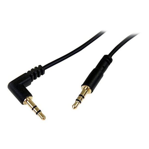 30 cm tyndt 3,5 mm højrevinklet stereolydkabel - STARTECH - M/M - Sort - højrevinklet stik