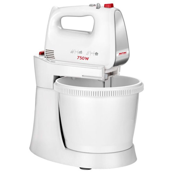 Leivontasekoitin, jossa pyörivä kulho 3 L, 5 nopeutta + Turbo MPM MMR-20Z 750W Valkoinen 13934