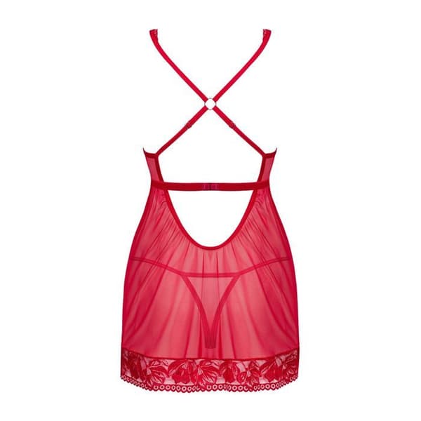 Obsessiivinen - Babydoll Seksikäs ja String - Punainen Rød XS/S