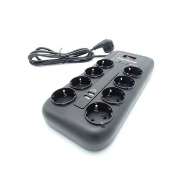 Overspændingsbeskyttelse - CYBERPOWER - P0820SUF0-DE - 8 Schuko-stikkontakter - 2 USB-porte - Sort