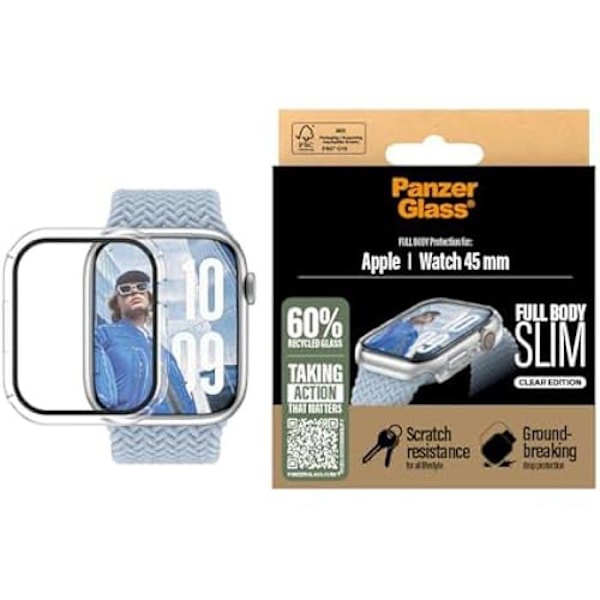 Näytönsuojus - PANZERGLASS - Snappie - Apple Watch Series 10 45 mm - 360° suojaus - Helppo asennus