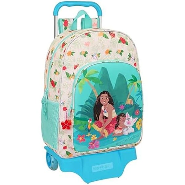 Rygsæk - SAFTA - VAIANA - Stor skole rygsæk med trækvogn - Beige/Blå - 33x15x42 cm beige/blå