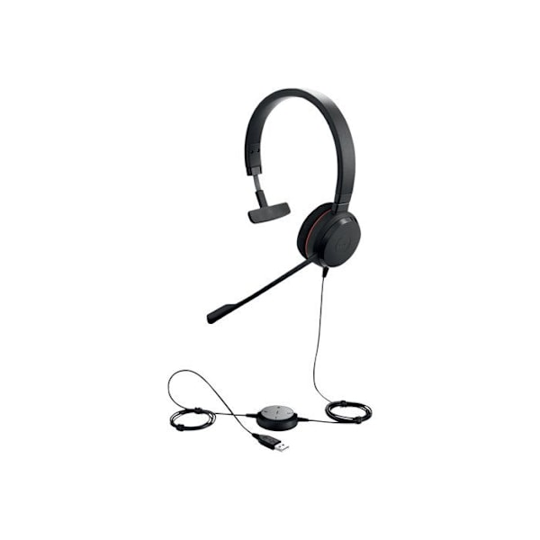 Micro headset - JABRA - Evolve 20 MS mono - Kablet - USB-C, USB-A - Over-ear Sort