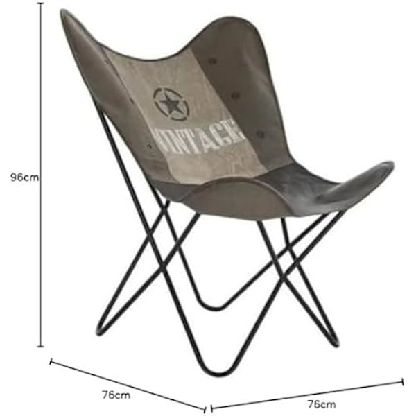 Stol - DKD Home Decor - Grå - Läder och bomull - 1 sits - Modern design Grå
