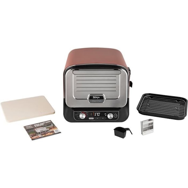 Pizzaovn NINJA - Woodfire OO101EU - 8 tilberedningsprogrammer - Op til 370°C - 2400W Grå och svart