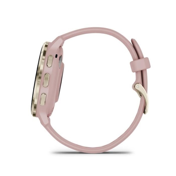 Yhdistetty GPS-kello - GARMIN - Venu 3S - 30,4 mm (1,2") - Pehmeä kultainen teräs, vaaleanpunainen kotelo ja vaaleanpunainen silikoniranneke Rosa