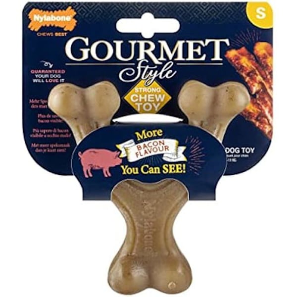 Tuggleksak - NYLABONE - Maximal styrka - Slitstark nylon - Baconsmak - För små hundar kastanj