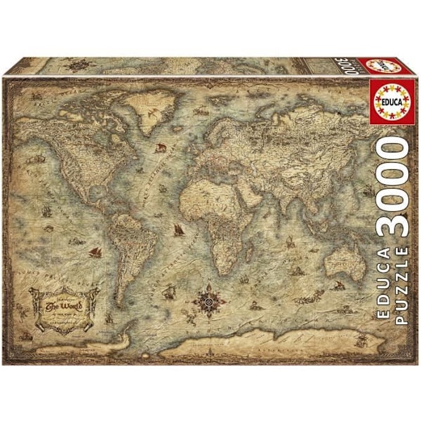 PLANISPHERE Palapeli - 3000 kpl - EDUCA-tuotemerkki - Matkailu ja kartat Flerfärgad