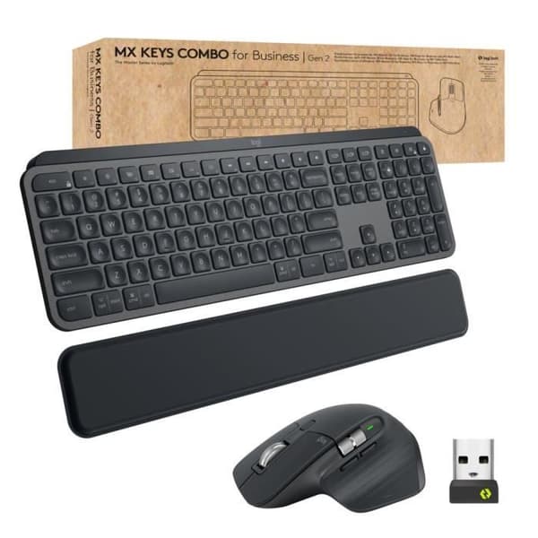 Näyttö ja hiiri - Logitech - MX Keys Combo Gen 2 - Grafiitti - QWERTY - Langaton Bluetooth