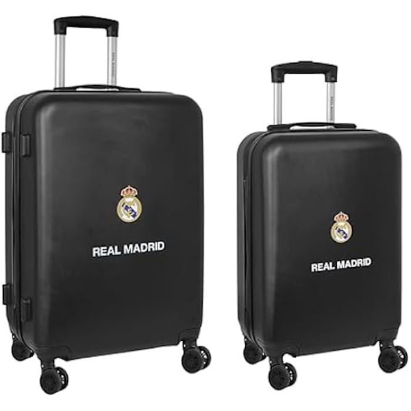 Real Madrid 2. TEAM 23/24 kabinevognsæt 20 og 24 tommer, med drejelige hjul, kufferter på hjul, lås Vit