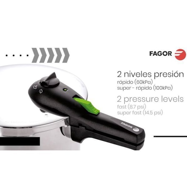 Autocuiseur 4 Liter, Induktion, Rustfrit Stål 18/10, 2 Trykniveauer FAGOR Rapid Xpress 4 Sølv 800055